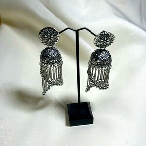 Vintage sterling silver jewelry jhumki  earrings from India #432